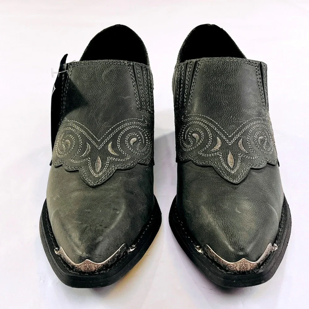 NEW Durango Crush Ankle Boots Womens 8.5 Gray Leather Western Metal Toe Bootie‎